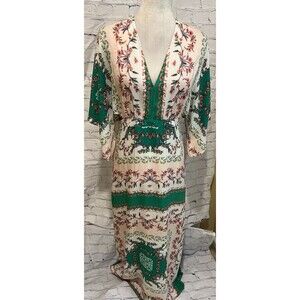 En Crème Boho Maxi Open Back Rayon Dress Vacation Size Medium